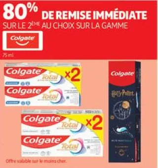 80% de remise immédiate  sur la gamme colgate 
