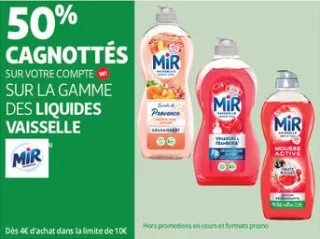 50% cagnottés<br>sur votre compte<cagnotte> sur la gamme des liquides vaisselle 
