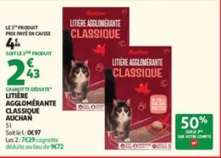 Litière agglomérante classique auchan