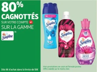 80% cagnottés<br>sur votre compte<cagnotte>  sur la gamme soupline 