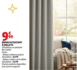 Rideau uni occultant oeillets 135x240