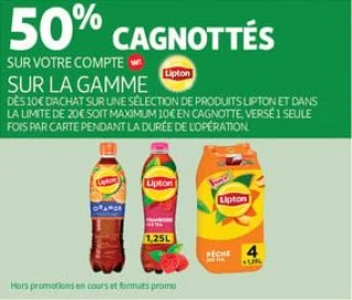 50% cagnottés<br>sur votre compte<cagnotte>  sur la gamme lipton 