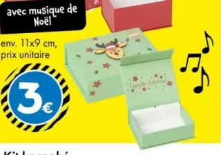 Boîte cadeau avec musique de Noël 11x9 cm
