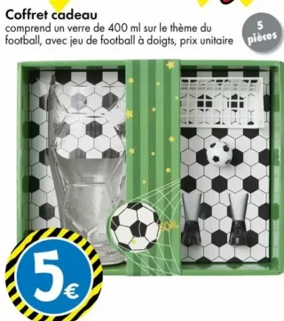 Coffret cadeau football (verre 400 ml et jeu de football à doigts)