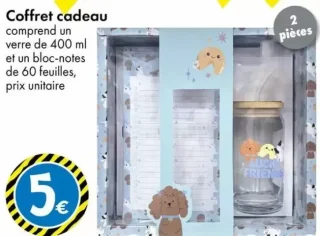 Coffret cadeau verre de 400 ml et bloc-notes