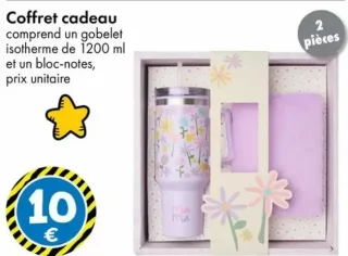 Coffret cadeau gobelet isotherme de 1200 ml et bloc-notes