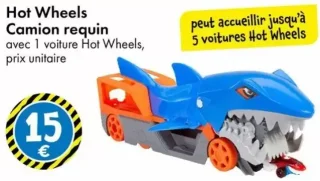 Hot Wheels Camion requin avec 1 voiture Hot Wheels