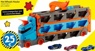 Hot Wheels Hauler Camion transporteur circuit 2 en 1 avec 3 voitures