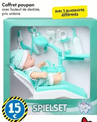 Coffret poupon avec fauteuil de dentiste