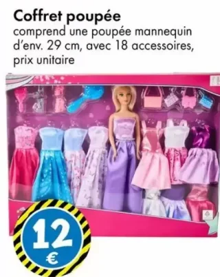Coffret poupée mannequin env. 29 cm avec 18 accessoires