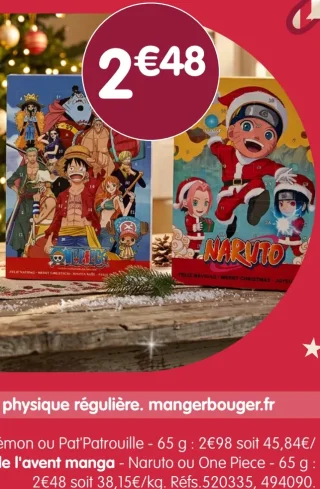Calendrier de l'avent manga Naruto ou One Piece