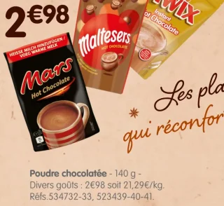 Poudre chocolatée Mars / Maltesers / Twix