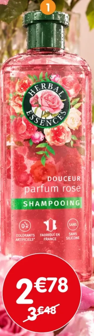 Shampooing Douceur parfum rose Herbal Essences