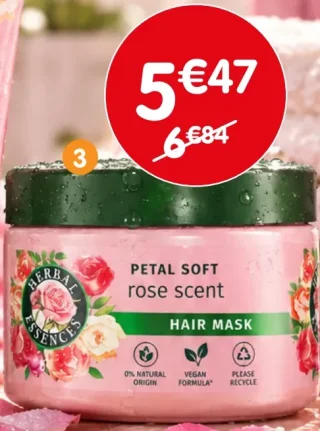 Masque cheveux Petal Soft rose scent Herbal Essences