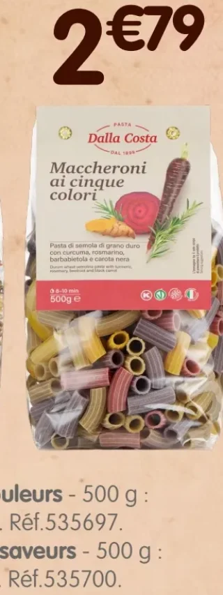 Pâtes macaroni 5 saveurs Dalla Costa
