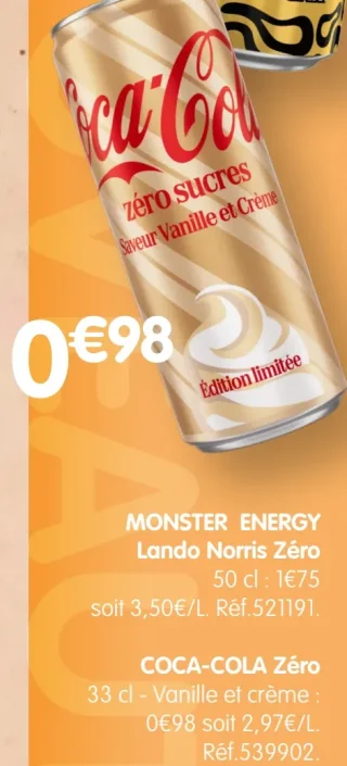 COCA-COLA Zéro Vanille et crème