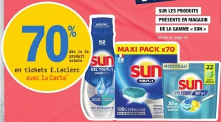 Produits de la gamme Sun pour lave-vaisselle