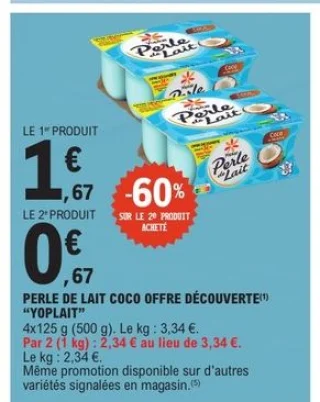 Perle de Lait Coco Offre Découverte Yoplait
