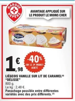 Liégeois Vanille sur Lit de Caramel Délisse Marque Repère