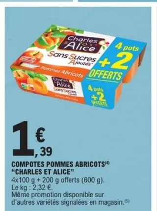 Compotes Pommes Abricots Sans Sucres Ajoutés Charles & Alice