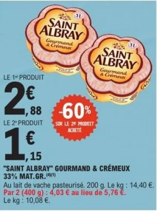 Fromage Saint Albray Gourmand & Crémeux 33% mat.gr.