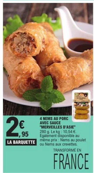 4 Nems au porc avec sauce Merveilles d'Asie