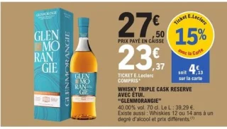 WHISKY TRIPLE CASK RESERVE AVEC ÉTUI. "GLENMORANGIE"