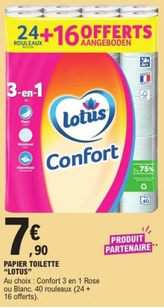 Papier toilette Lotus Confort 3 en 1