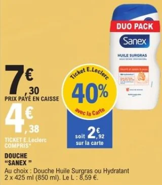 Douche Huile Surgras ou Hydratant Sanex