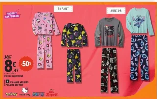 Pyjama velours polaire enfant ou junior