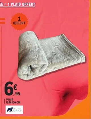 Plaid 125x150 cm offert Ourson