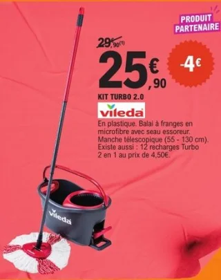 Kit Turbo 2.0 balai à franges en microfibre avec seau essoreur Vileda