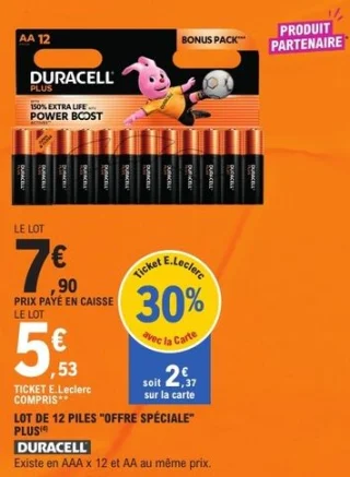 Lot de 12 piles Plus Duracell