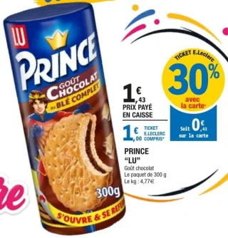 Biscuits Prince Goût Chocolat LU