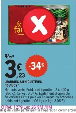 Légumes bien cultivés d'aucy Haricots verts