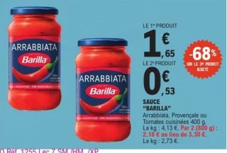 Sauce Barilla Arrabbiata, Provençale ou Tomates cuisinées