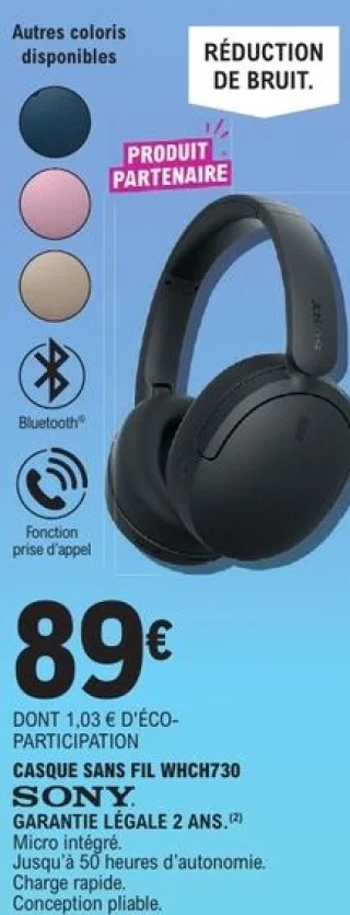 Casque sans fil WHCH730 Sony