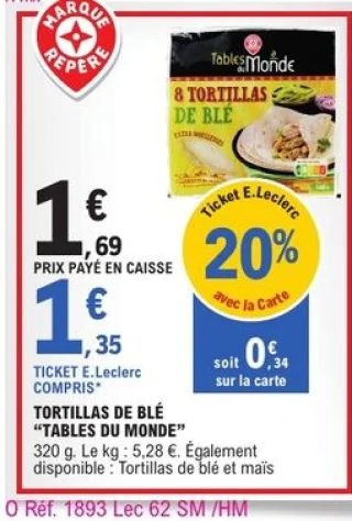 Tortillas de blé Tables du Monde