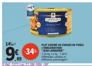 Plat cuisiné ou cuisses de poule L'Emblématique Jean Larnaudie