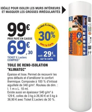 Toile de réno-isolation Klimatec