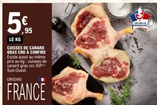 Cuisses de canard gras cru à confire