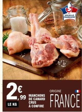 Manchons de canard crus à confire