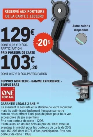 Support moniteur - Gamme Experience - Simple bras One For All