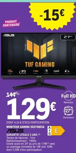 Moniteur gaming Asus VG279QE5A