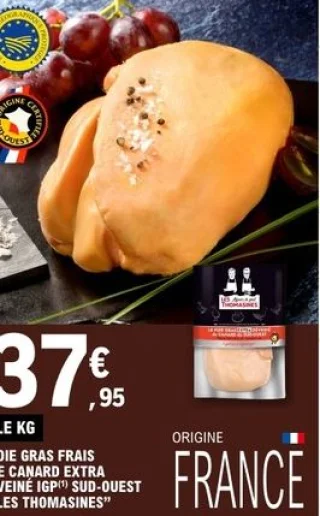 Foie gras frais de canard extra éveiné IGP Sud-Ouest "Les Thomasines"