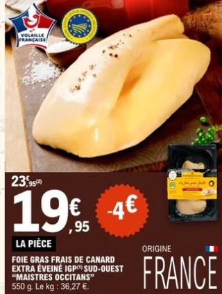 Foie gras frais de canard extra éveiné IGP Sud-Ouest "Maistres Occitans"