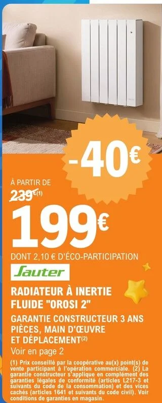 Radiateur à inertie fluide "Orosi 2" Sauter