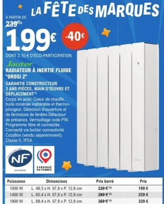 Radiateur à inertie fluide Orosi 2 Sauter