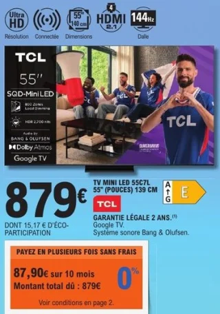 TV MINI LED 55C7L 55" (POUCES) 139 CM TCL