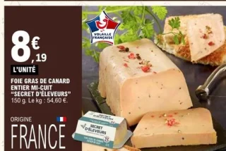FOIE GRAS DE CANARD ENTIER MI-CUIT "SECRET D'ÉLEVEURS"